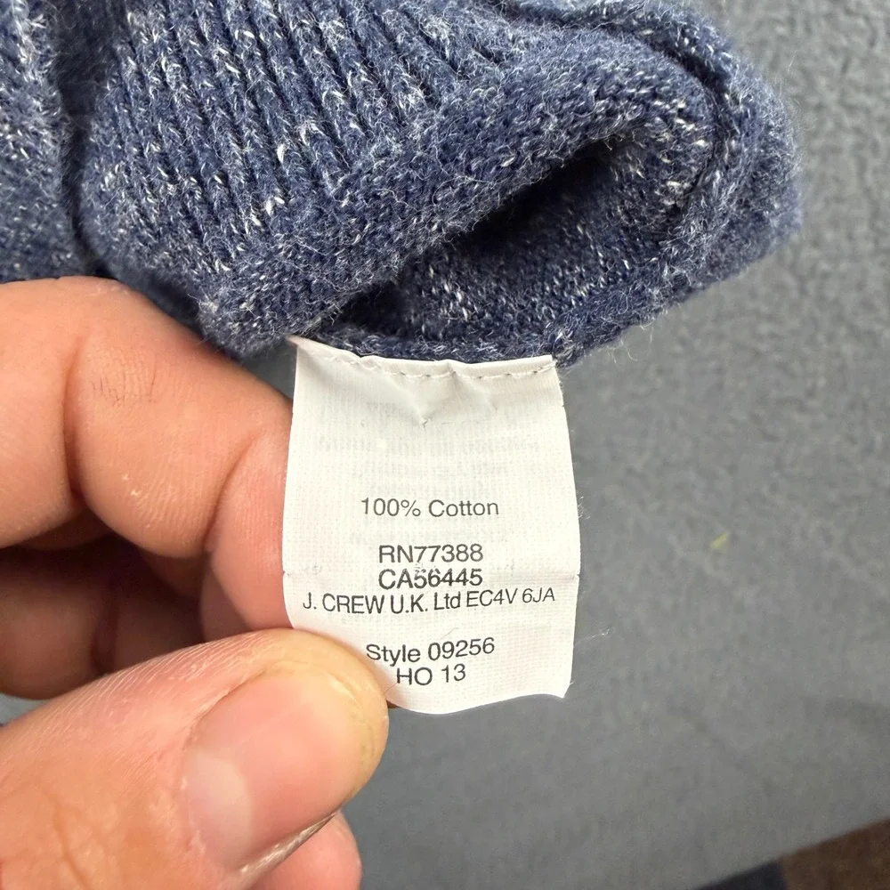 J Crew Sweater Men's XL Blue Cotton Knit Crewneck Marled Pullover Jumper Casual